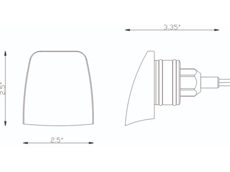 Technical drawing of the Lumien Lighting 3000K brass fixture, showing precise dimensions including height, width, and depth for installation.
