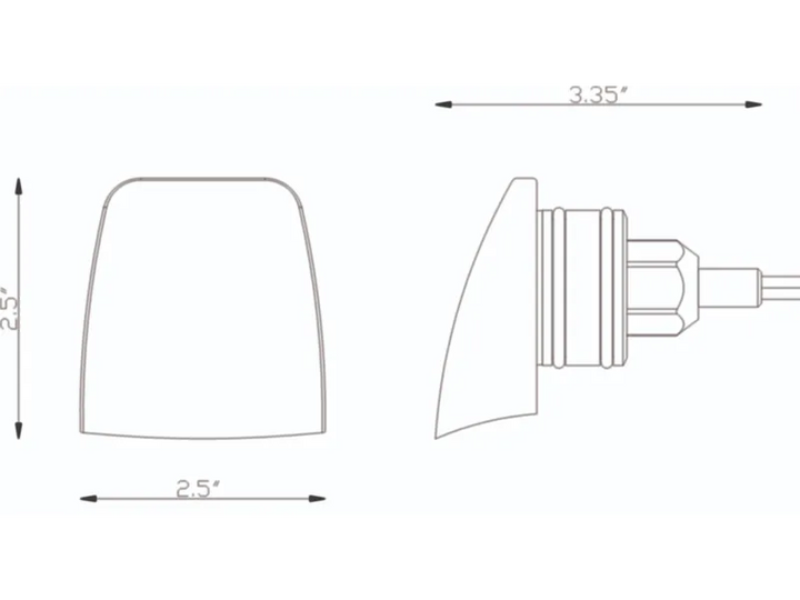Technical drawing of the Lumien Lighting 3000K brass fixture, showing precise dimensions including height, width, and depth for installation.
