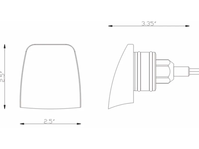 Technical drawing of the Lumien Lighting 3000K brass fixture, showing precise dimensions including height, width, and depth for installation.