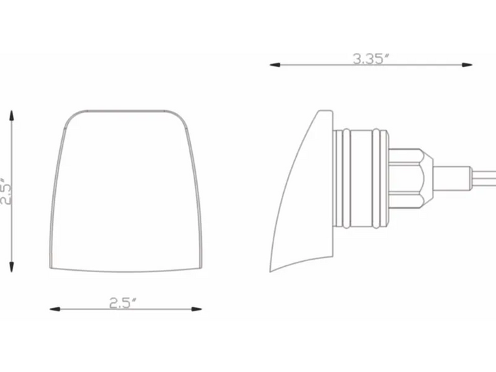 Technical drawing of the Lumien Lighting 3000K brass fixture, showing precise dimensions including height, width, and depth for installation.