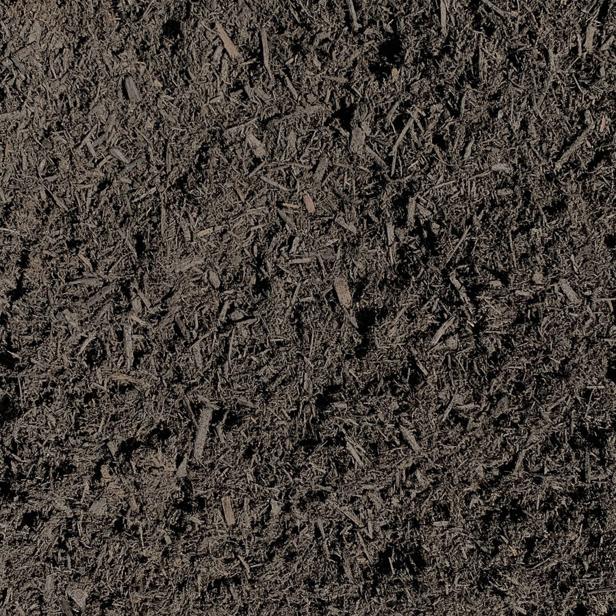 Close up picture of dyed black mulch